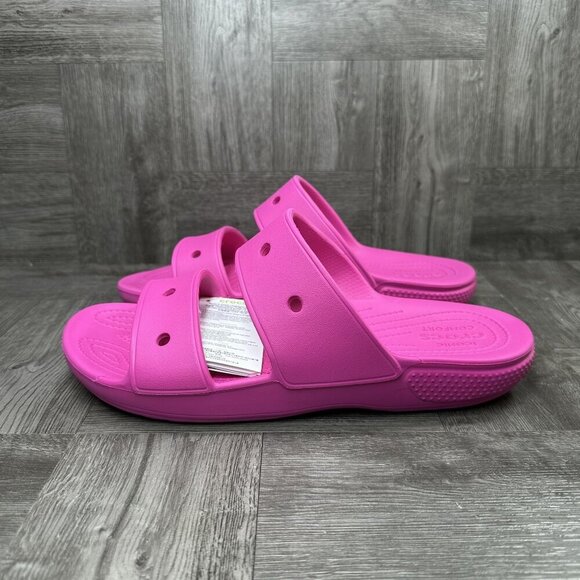 CROCS Classic Women's size 11 Hot Pink Open Toe Sandals - Picture 2 of 7